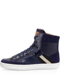Bally Perforated Leather Logo Sneaker Navy