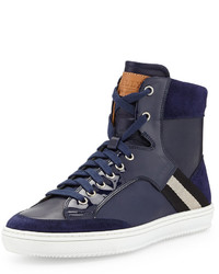 Bally Perforated Leather Logo Sneaker Navy