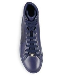 Versace Perforated Medusa Leather Hi Top Sneakers
