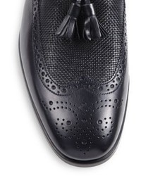 Giorgio Armani Medallion Toe Tassel Leather Loafers