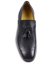Giorgio Armani Medallion Toe Tassel Leather Loafers