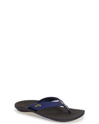 Navy Leather Thong Sandals