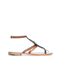 Álvaro Blue Ariana 15 Feather And Leather Sandals