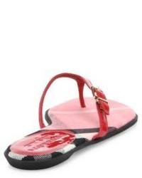 Burberry Meadow Patent Leather Flip Flops