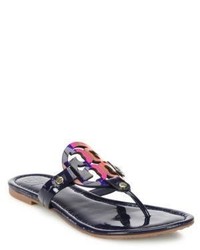 Tory Burch Miller Patent Leather Rainbow Logo Thong Sandals