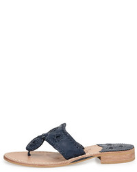 Jack Rogers Nantucket Leather Thong Sandal Midnight
