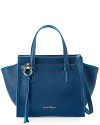 Salvatore Ferragamo Amy Small Leather Tote Bag Blue