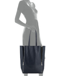 Neiman Marcus Four Zip North South Tote Navygray