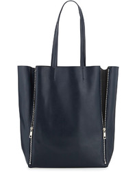 Neiman Marcus Four Zip North South Tote Navygray