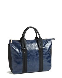 French Connection Graphic Traffic Tote Navy Croc Black