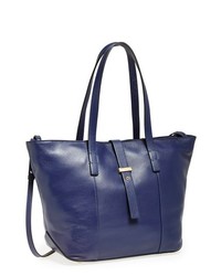 Halogen Belted Leather Tote Navy