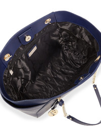 Furla Julia Medium Leather Tote Bag Navy