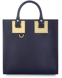 Sophie Hulme Large Square Leather Tote Bag French Navy