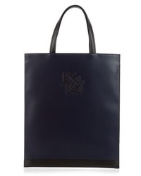 Kenzo Logo Embossed Leather Tote