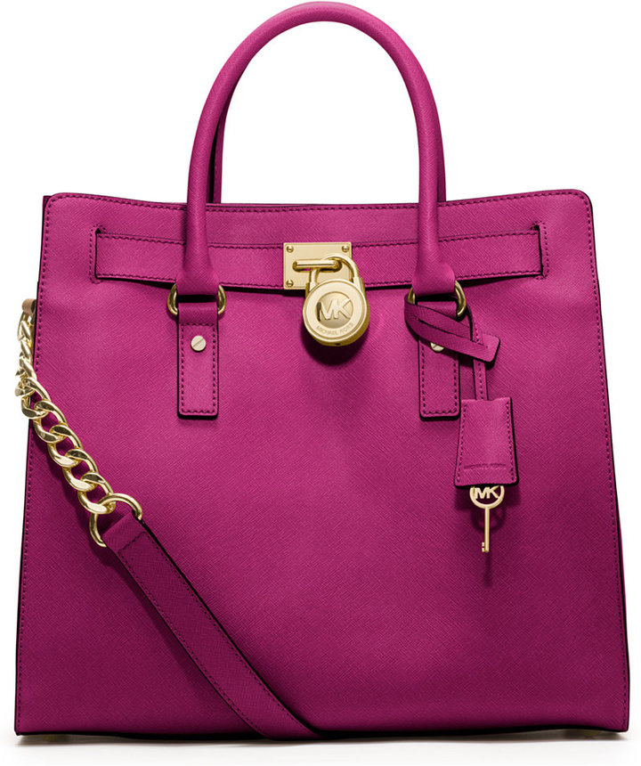 Michael Kors Hamilton Satchel Bag Light Pink Saffiano Leather w