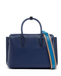 MCM Milla Medium Leather Tote Bag Navy Blue