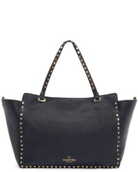 Valentino Navy Leather Medium Rockstud Tote