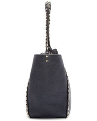 Valentino Navy Leather Medium Rockstud Tote