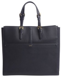 Armani Navy Leather Open Top Tote