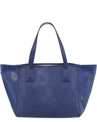 Neiman Marcus Perforated Small Tote Bag Navy