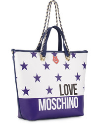 Love Moschino Saffiano Faux Leather Tote Bag Blue