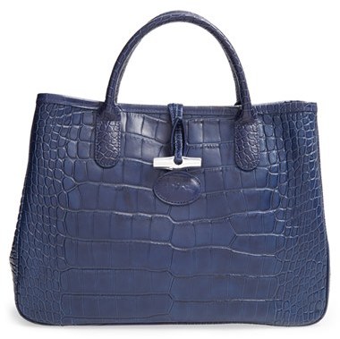 Longchamp Roseau Leather Bag in Blue