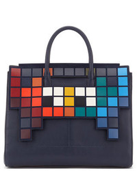Anya Hindmarch Space Invadertm Leather Flap Tote Bag Navy