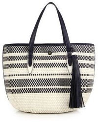 Tory Burch Two Tone Woven Leather Tote