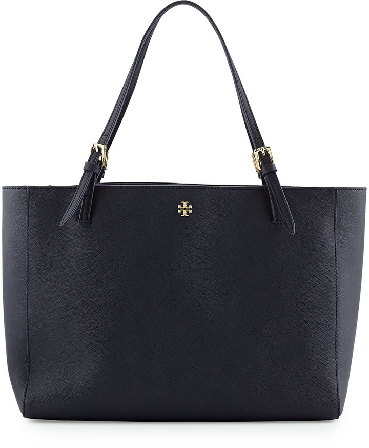 Leather tote Tory Burch Navy in Leather - 31466239