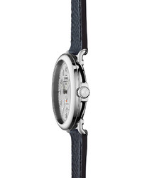 Shinola 41mm Runwell Textured Leather Watch Silvernavy