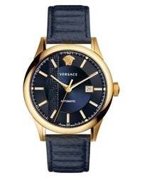 Versace Aiakos Automatic Leather Strap Watch