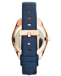 Armani Exchange Ax Crystal Bezel Leather Strap Watch 36mm