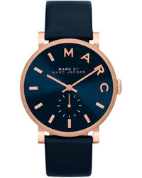 Marc by Marc Jacobs Baker Analog Watch With Leather Strap Rose Goldennavy