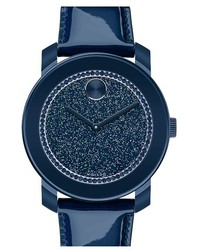 Movado Bold Glitter Dial Leather Strap Watch 42mm