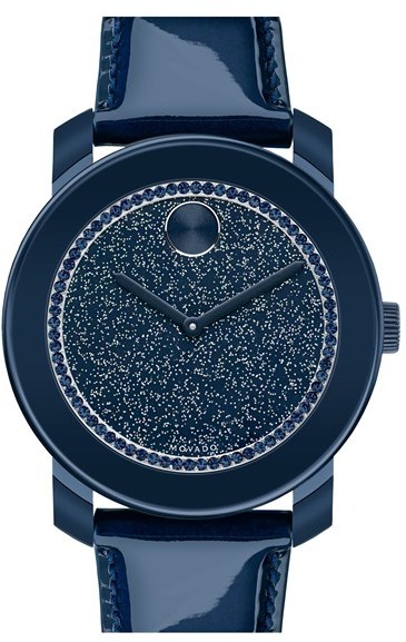 Movado Bold Glitter Dial Leather Strap Watch 42mm, $495 