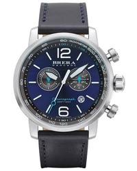 Brera Orologi Dinamico Chronograph Leather Strap Watch 44mm