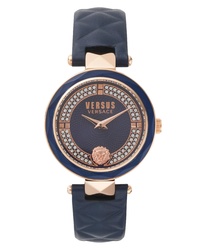Versus Versace Covent Garden Crystal Accent Leather Watch