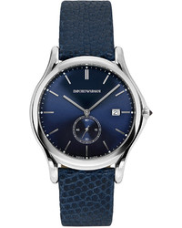 Emporio Armani Swiss Blue Leather Strap Watch 40mm Ars1010