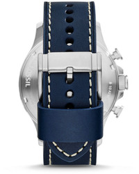 Fossil Nate Chronograph Navy Leather Watch