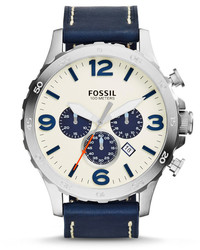 Fossil Nate Chronograph Navy Leather Watch