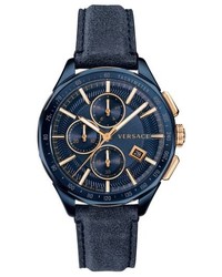 Versace Glaze Chronograph Leather Strap Watch