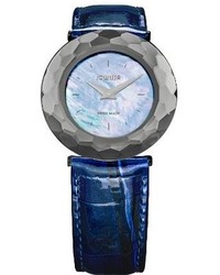 Jowissa J1027l Safira 99 Mother Of Pearl Navy Blue Patent Leather Watch
