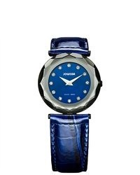 Jowissa J1017m Safira 99 Rhinestone Navy Blue Patent Leather Watch