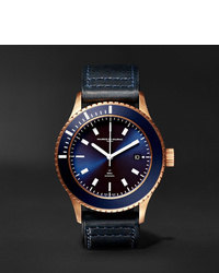 Maurice de Mauriac L2 42mm Bronze And Leather Watch Ref No L2 Bronze Deep Blue