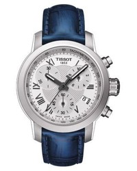 Tissot Ladies Prc 200 Quartz Chronograph Watch With Blue Leather Strap