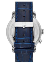 Tommy Hilfiger Multifunction Embossed Leather Strap Watch 44mm