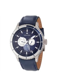 Nautica N18658g Blue Crocodile Leather Quartz Watch With Blue Dial
