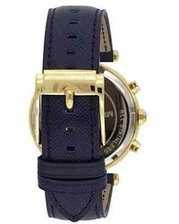 Michael Kors New Michl Kors Mk2280 Parker Gold Glitz Chrono Navy Blue Leather Watch