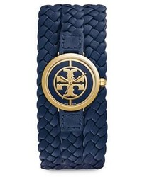 Tory Burch Reva Wide Braided Leather Watch
