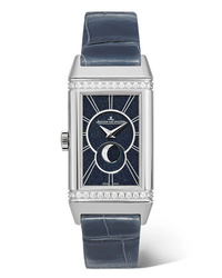 Jaeger-LeCoultre Reverso One Duetto Moon 20mm Stainless Alligator And Diamond Watch